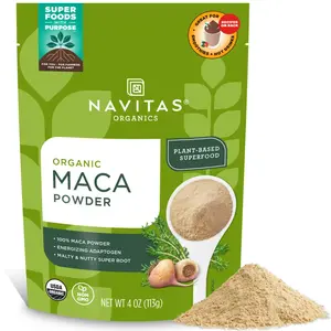 Navitas Organics Maca Powder – 100% Gelatinized Peruvian Maca for Adaptogen Smoothies, Lattes, Baking & More – Energize & Balance - USDA Organic, Non GMO, Vegan, Gluten Free (4oz. Bag, 23 Servings)