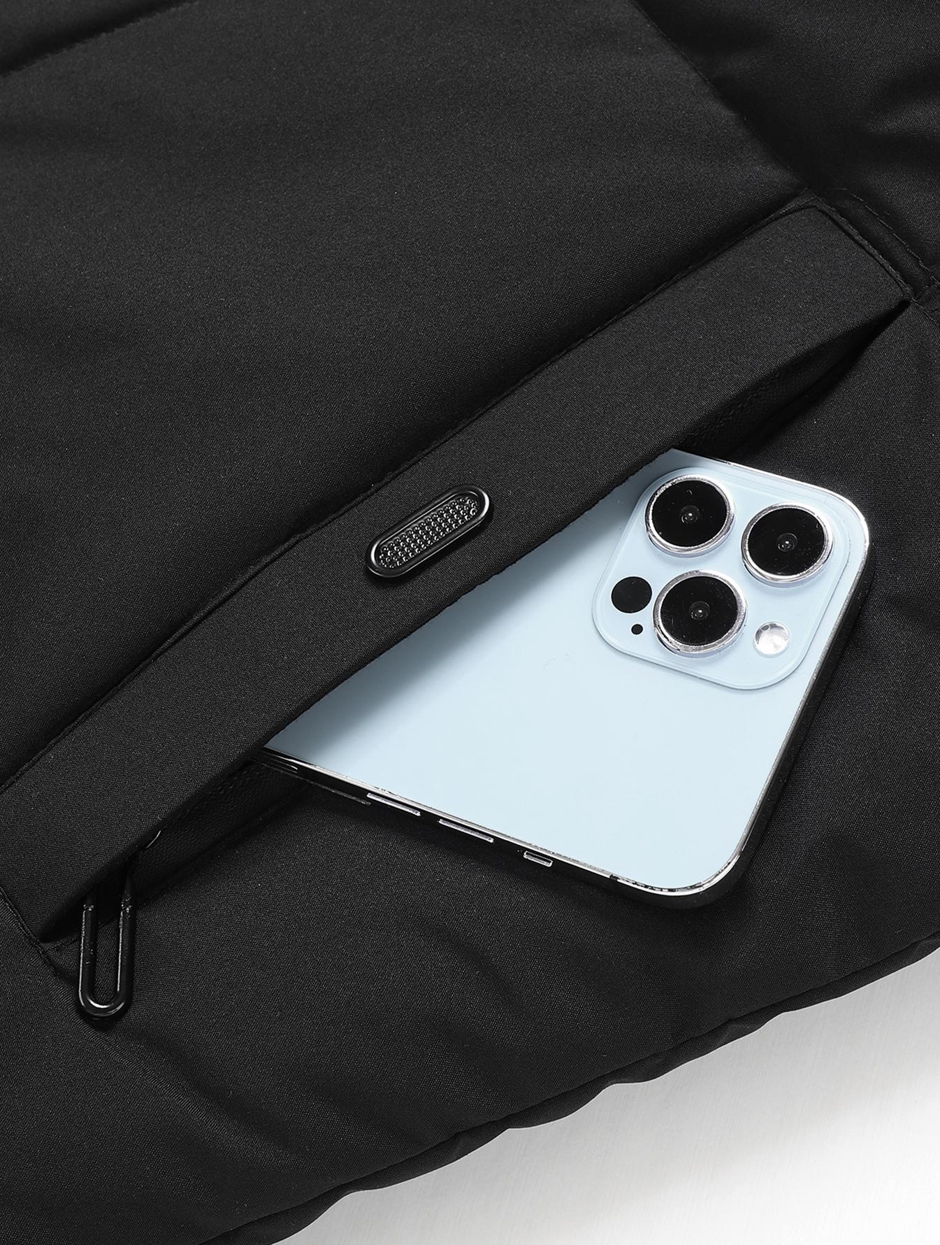 TJL Men's Black Quilted Hooded Jacket - Thermal Lined Zip Up Coat with Detachable Fur Hood by Fashion Brand Sherpa Fleece Long Sleeve Tops Casual Beige Plain