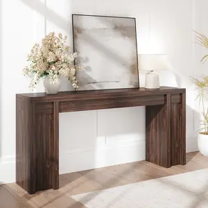 Garvee 70.9-Inch Wooden Farmhouse Entryway Console Table, Thick Sofa Table for Behind Couch, Long Design Available in Walnut, Cherry, and Gray, Ideal for Entryway and Living Room