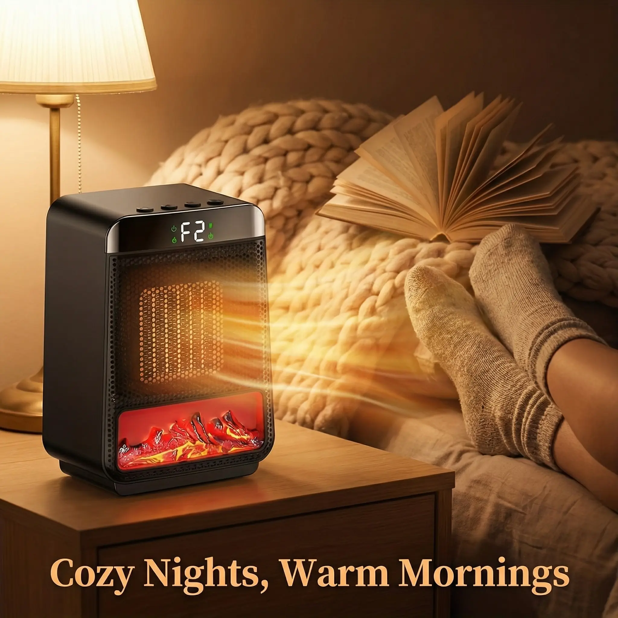 Portable Electric Thermostat Heater for Indoor Use, Families Safe, 2 Heat Settings, 8s Fast Heating, Overheat Protection, ETL Certified, Energy-Efficient for Bedroom & Home Desk
