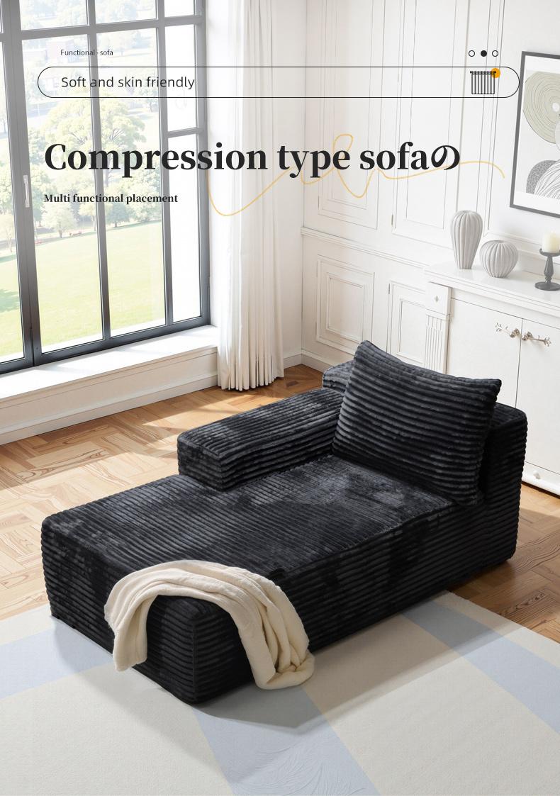 Extra-Large Boneless Cloud Chair Comfy Modern Foam Sofa Bed Modern minimalist black velvet lazy person’s sofa, modular design, no armrests, single-seat recliner.