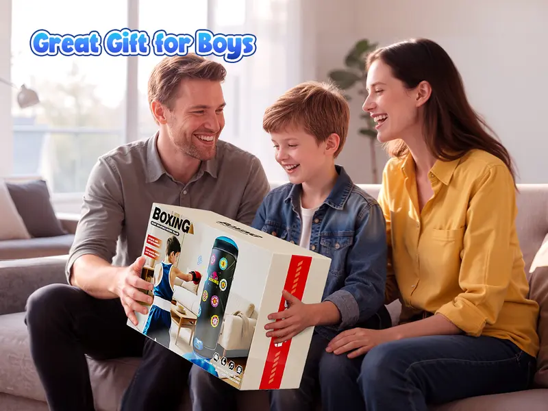 HopeRock Interactive Kids Boxing Bag Music and Light, 4 Game Modes, Scoring Feature, Practice Karate and Taekwondo, Perfect Birthday Gift for Boys and Girls 4-12