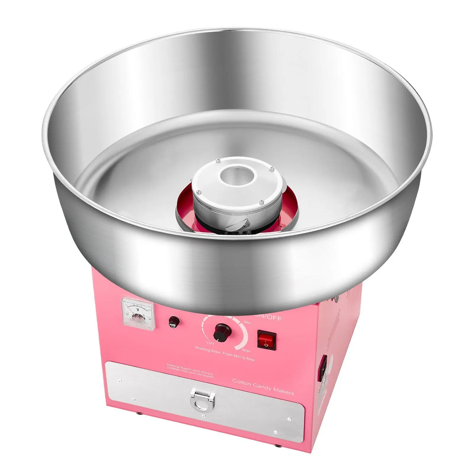 VEVOR Commercial Cotton Candy Maker, 1000W Sugar Floss Machine for Party & Home Use, Pink (Commercial Use Compatible)