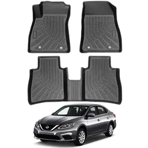 Canvcle Custom Fit Floor Mats for Nissan Sentra 2014-2019 All Weather TPE Black 1st & 2nd Row Heavy Duty Eco-Friendly Anti-Slip
