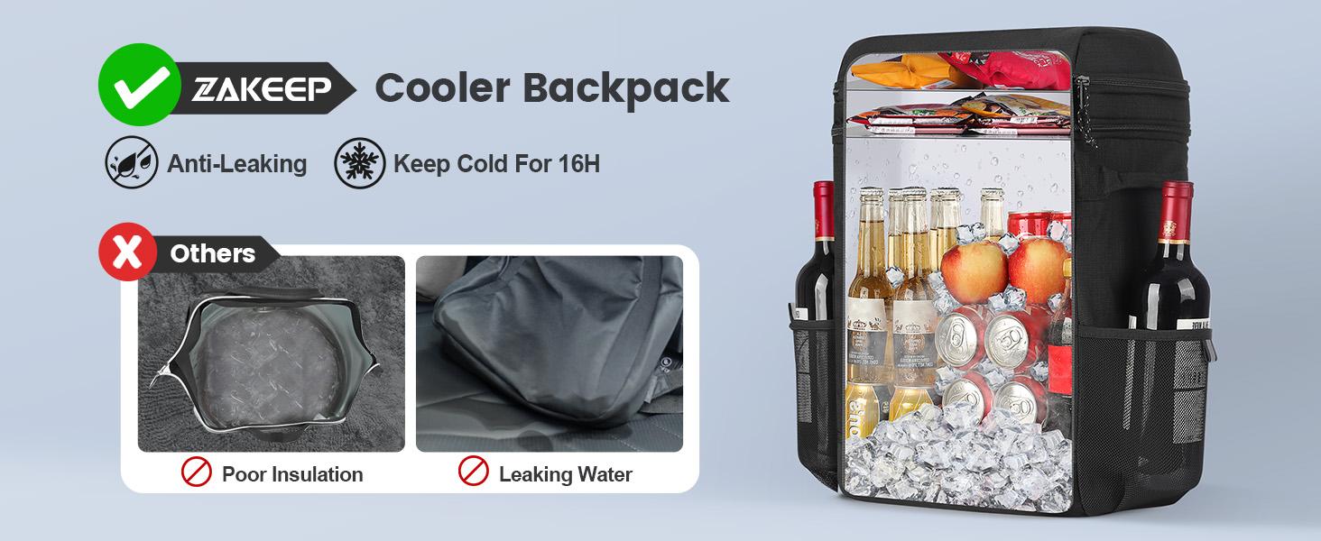 Cooler Backpack, 36 Cans Multifunctional Leakproof Cooler Backpack with Padded Top Handle, Mesh Pocket for Camping BBQ Lunch Picnic Hiking Fishing,Waterproof Ice Box Thermal Bag Insulated Travel