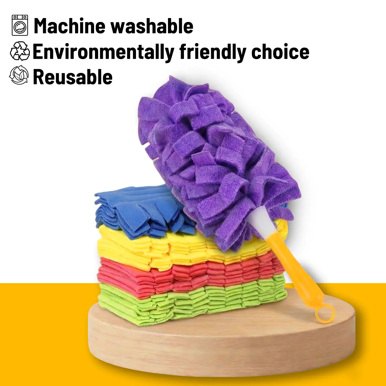 5-Pack Soft Washable Reusable Microfiber Duster Refills with Handle, High-Density Household Cleaner, Foldable Bendable, Electrostatic Fiber Construction, Fits Most Standard Duster Handles, Pouch Included, for Home Office Cleaning