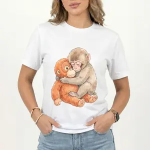Monkey Punch Graphic T-Shirt, Cute Baby Monkey Animal Lover Tee, Funny Mom Gift Shirt, Cozy Casual Cotton Mother’s Day Outfit