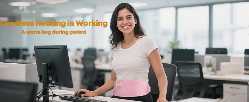 Portable Heating Pad for Cramps and Back,Larger Heating Area Ultra Thin Cordless Electric Period Fast Heat Pad Pain Relief Menstrual Belt 3 Heat 5 Massage Modes Valentine's Day Gifts for Women Girls Her Pink