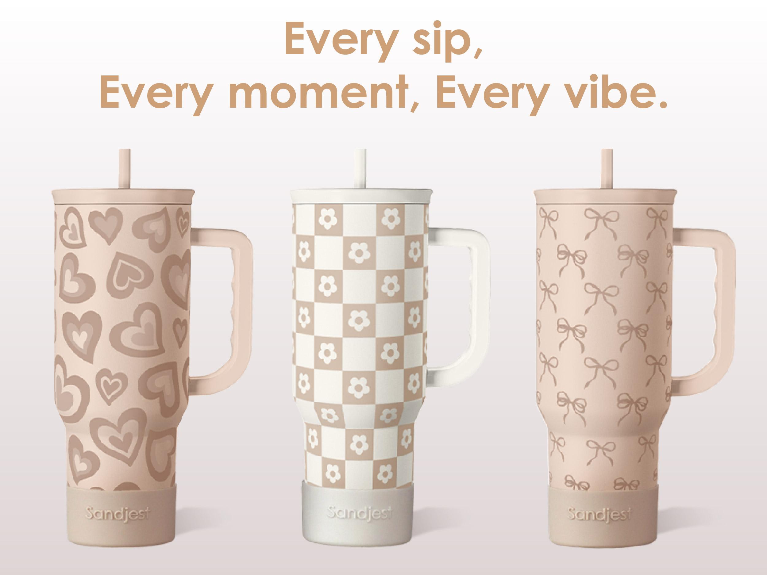 SANDJEST Stainless Steel 40oz Tumbler with Handle & Straw, Reusable Large Capacity Thermos Cup, Hot Cold Insulation, Office Home Spring Mother's Day Gift SANDJEST Stainless Steel 40oz Tumbler with Handle & Straw, Reusable Large Capacity Thermos Cup, Hot Cold Insulation, Office Home Spring Mother's Day Gift