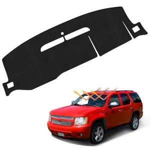 Custom Fit Dash Mat for 2007-2014 Chevy Tahoe Suburban GMC Yukon XL 2007-2013 Silverado Sierra 1500 2500 3500 LTZ/GMC Sierra SLT Denali Non-Slip UV Protection Anti-Glare Polyester Dashboard Cover
