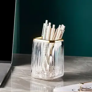 Clear Pen Holder, Modern Desktop Makeup Brush & Pen Holder, Stationary Organizer Holder, Desk Organizer for Home Office