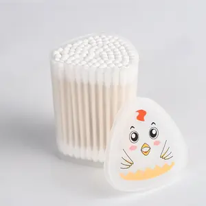 Rumilife Adorable Egg-Shaped Cotton Swab Case | 100pcs Double-Ended Disposable Buds with Spiral & Mushroom Tips | Gentle for Daily Beauty & Hygiene