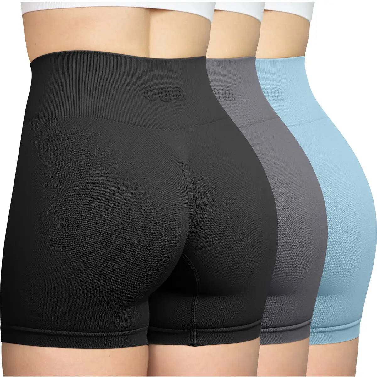 OQQ Women's 3 Piece Workout Shorts Seamless High Waist Butt Liftings Exercise Athletic Fitness Activewear