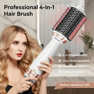 Niomuis Professional 4-in-1 Blow Dryer Brush Long Hair Styler Straightener Curling Comb Dual Mode for All Hair Types ,Valentines Day Gift,Styling Gift for New Year