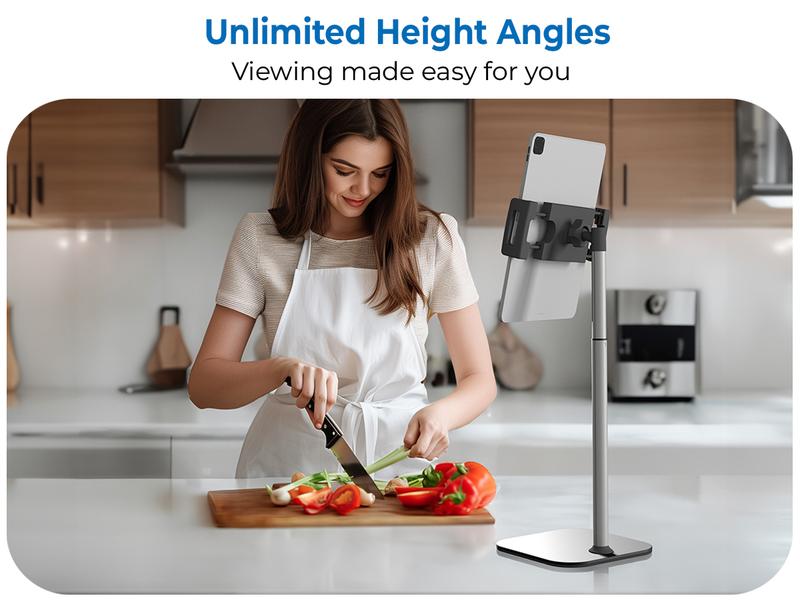 Cooper Cases TabStand - Height Adjustable iPad/Tablet/ Portable Monitor Holder, Fits Up to 17" Devices, 360° Rotate & Tilt, 4.4lb Holding Strength, Portable for iPad Pro, Mini, Air Adjustable Multi-Device Stand