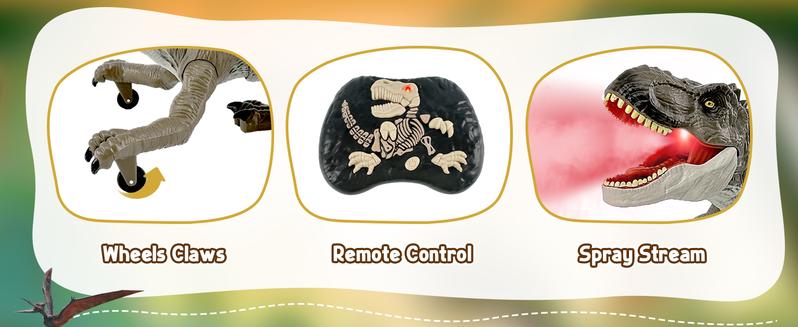 Remote Control Dinosaur Animal Toy, Spinosaurus and T-rex, swift movement & water spray, gift for boys