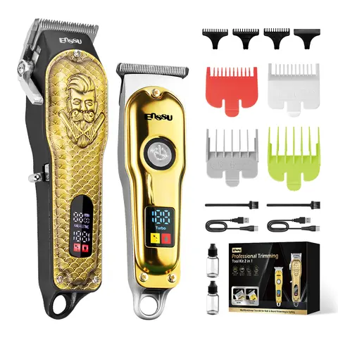 Professional Rechargeable Barber Clippers Kit - Portable Cordless Trimmer for Adults, Electric Shaver, Beard Trimmer, Face Styling Aid, Home Haircut Summer Gift, Beauty & Personal Care Appliance