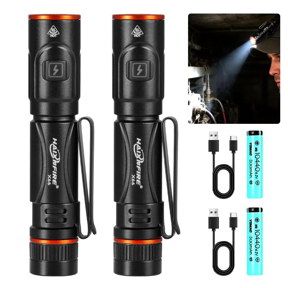 2 PCS USB Rechargeable Pen Flashlight Led Pen Light Flashlights with Clip,Mini Pocket Flashlight Small Penlight Inspection Flashlight
