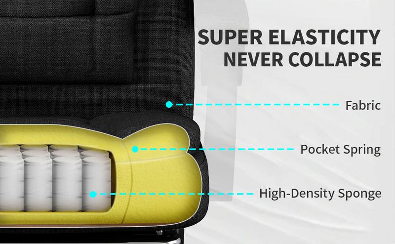 SITMOD Fabric Office Task Chair- Computer Ergonomic Desk Chair- High Back Executive Chairs Height Adjustable with Footrest Lumbar, 360° Swivel Gaming Office Desk Chair with Flip-up Armrest for Adult