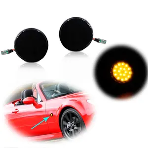 2PCS Smoked Lens Amber LED Side Marker Signal Lights For Mazda MX-5 Mk1 Mk2 Mk3 1989-2015 Replace OEM 232-61317, NA01515FX, 8BN1-51-120, MA2550107, MA2551107