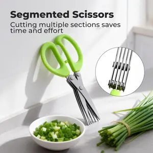1 Count of five-layer coriander shears, herb shears, rust-proof five-edge kitchen shears, efficient alternative to single-edge scissors Kitchenware Home