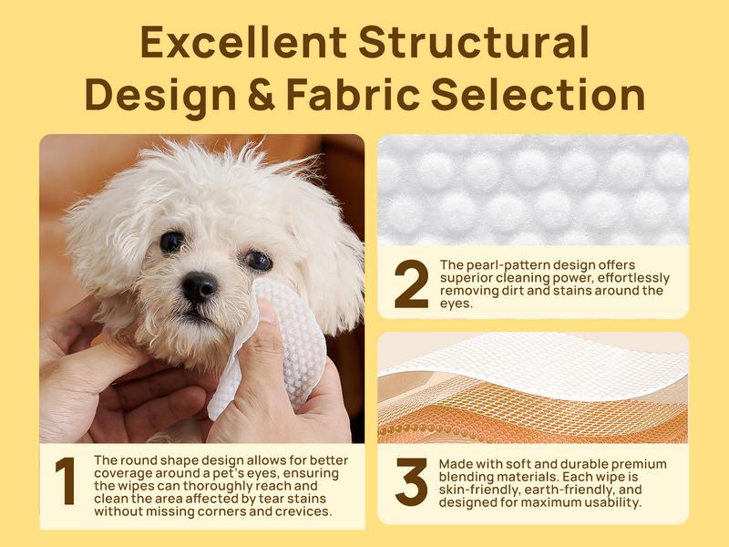 Eye Wipes for Dogs & Cats, HICC PET Hypoallergenic Dog Eye Wipes Cleaner, Natural Cleaning Grooming Pet Wipes Gently Remove Tear Stain, Eye Debris, Discharge, Mucus, Non-Irritating, Unscent, 100 PCS Large  Pet Grooming Eye#petlife