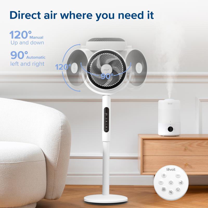 [Live]LEVOIT Corebreeze R432 Standing Oscillating Fan for Home, Circulator with Remote, 82ft, 20dB, DC Motor, 9 Speeds, Sensor, Timer, Pedestal & Tabletop mode