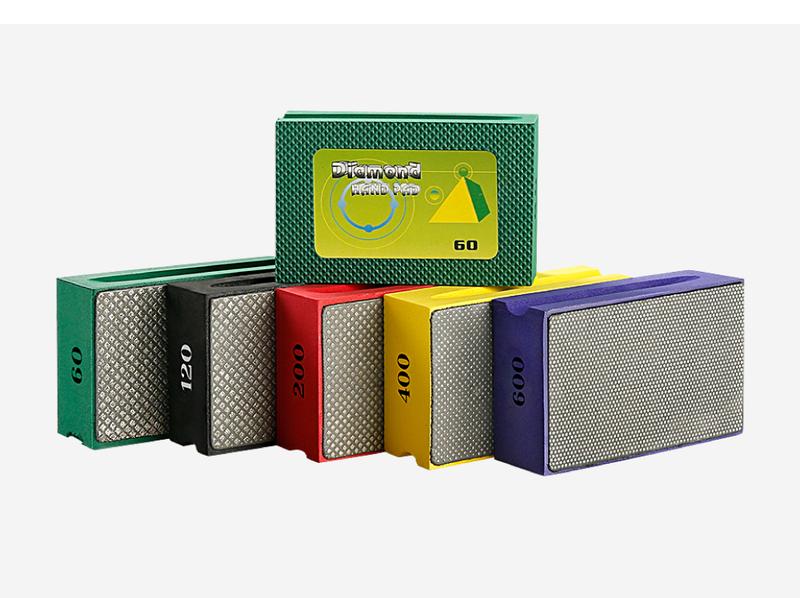 LOZLIN 5PCS Diamond Hand Polishing Pads 60-600# Grit with Foam Backing Wet/Dry Sanding Blocks for Tile Stone Marble Ceramics Glass Wood High Hardness Abrasive
