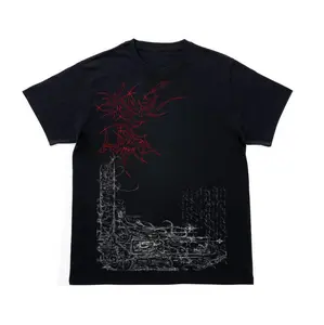Dark Sigil Script T-Shirt, Y2K Grunge Red Tribal Graphic Shirt, Vintage Aesthetic Streetwear Tee, Crew Neck, Short Sleeve, Cotton, Gift for Aesthetic Him Her, Men And Womenswear Top