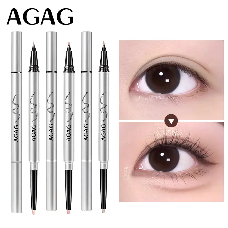 AGAG 2-in-1 Eye Makeup Pen, Dual Ended Under Eye Bag Pencil & Liquid Eyeliner, Smooth Glide Formula, Precise Lines & Natural Highlighting Effect, Easy Daily Eye Makeup Tool