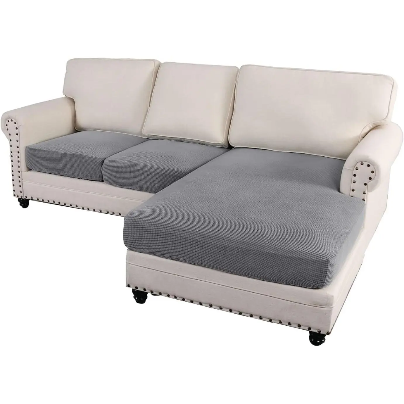 Only Sell Covers Sectional Couch Covers 3 or 4 Pieces Sofa Seat Cushion Covers L Shape Separate Cushion Couch Chaise Cover for Both Left/Right Sectional Couch tiktokshopspringglowup Washable Sofa Slipcover Soft Sofa Protector