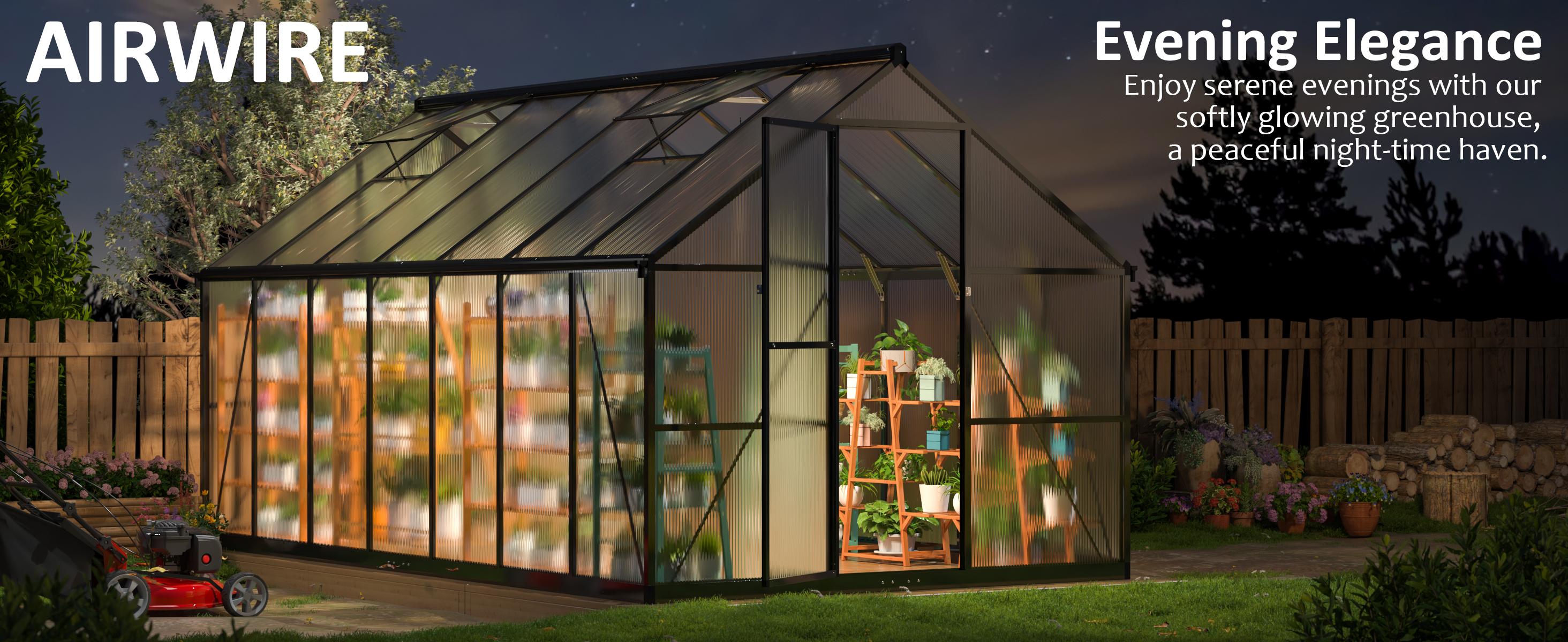 Outdoor Greenhouse crafted from polycarbonate, designed with a rapid assembly framework and enhanced roof ventilation, an aluminum walk-in greenhouse ideal for garden and backyard applications.