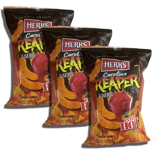 Herr’s Carolina Reaper Cheese Curls | Extra Hot & Cheesy Snack, 3 Big Bags Pack