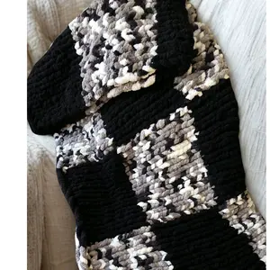 Black and White Knitted Throw Blanket 50x60 Cozy Soft Home Decor