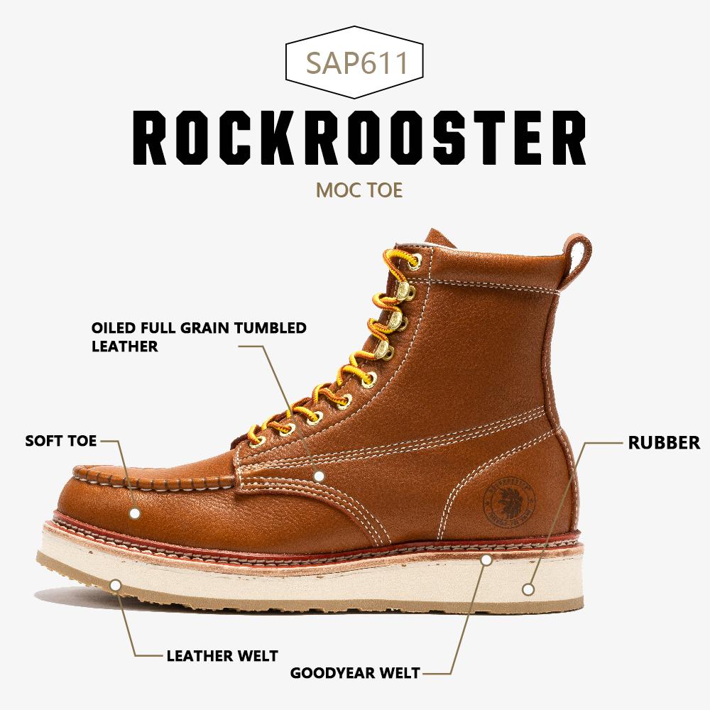 ROCKROOSTER Soft toework boots for Men Footwear Comfort Walking Shoes Botas   Slip-resistant Boy Leather  Springtok Poron Insoles Goodyear Welt