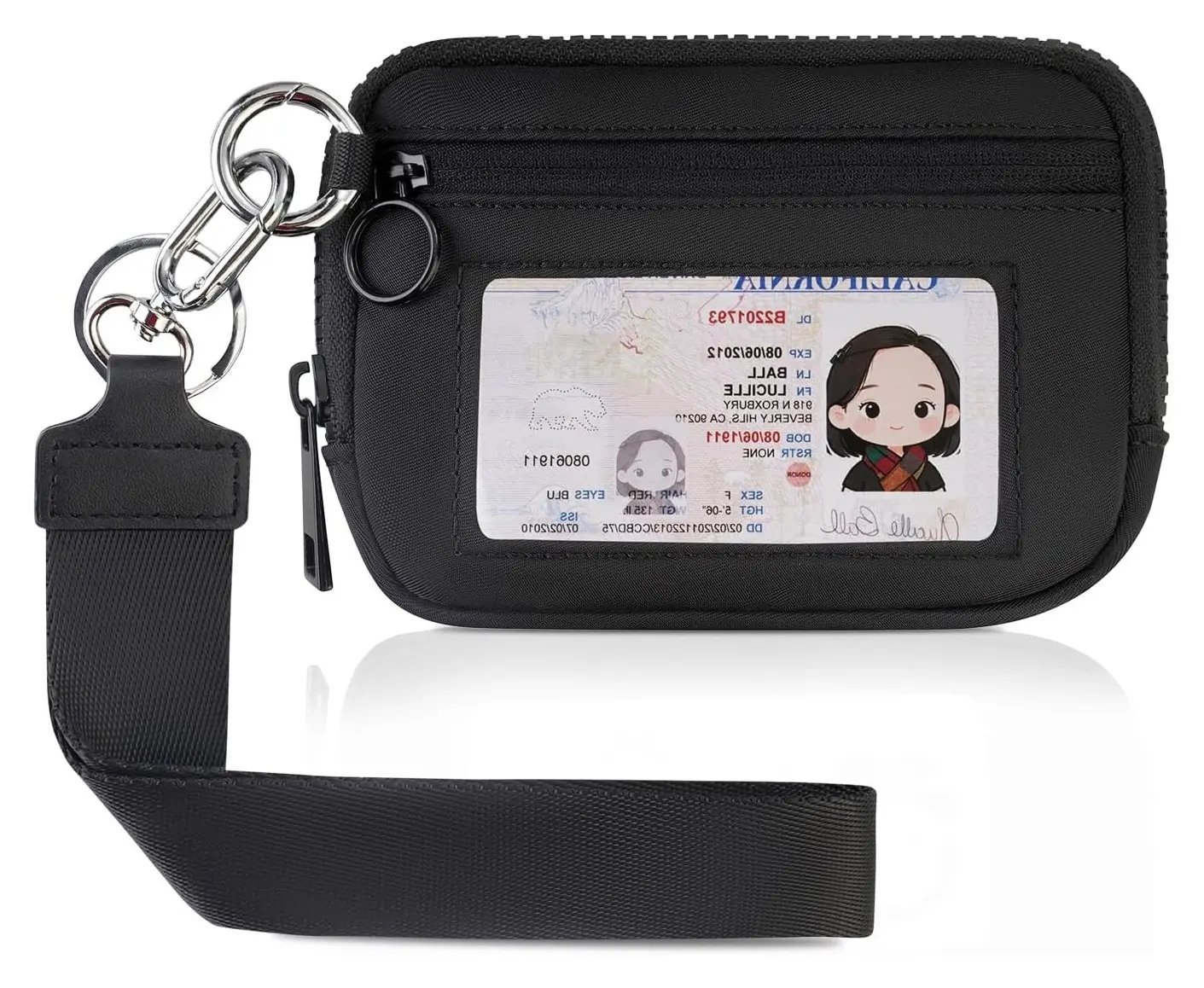 KeyChain Wristlet Wallet For Women Iris Zip Card Case With ID WindowGift