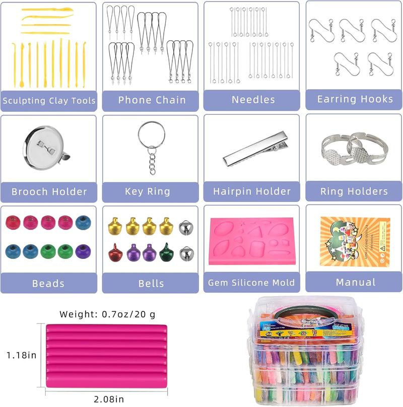 46/62/88/100 Pcs Polymer Clay Kit Creative Moldable Clay for Kids DIY Starter Kits Oven Baked Model Clay Non-Sticky with Sculpting Tools Craft Supplies Unique Gift for Children & Artists - Colorful Marker Set