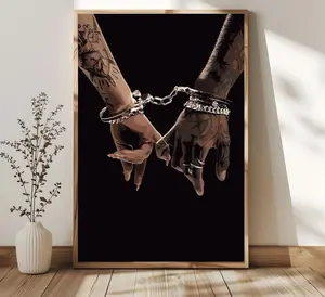 Black Couple Holding Hands Wall Art, Black Couple Art, Black Love Art, Product without frame Decor Gift
