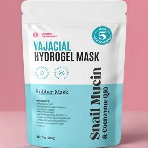 Divine Derriere FOR YOUR KITTY Hydrogel Mask with Snail Mucin & CoQ10 - A GROWTH FACTOR Purifying & Super Hydrating Facial and Vajacial Masks - Modeling Rubber Mask for Post-Hair Removal, Wax Shaving - Moisturizing Rejuvenating Skin Repair Jelly Mask Kit