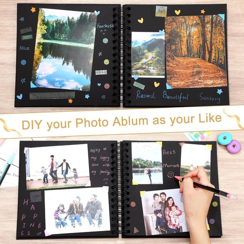 Scrapbook Album 40 Pages (8 x 8 &10 x 10Inch) Brown & Black Thick 250gsm Kraft Paper, Photo Album Scrapbook, Memory Book - Ideal for Your Scrapbooking Albums Art & Craft Projects