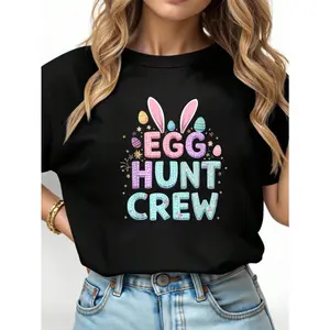 100% Cotton Unisex Easter Egg Hunt CREW Easter Egg Hunt T-Shirt Casual Fashion Top