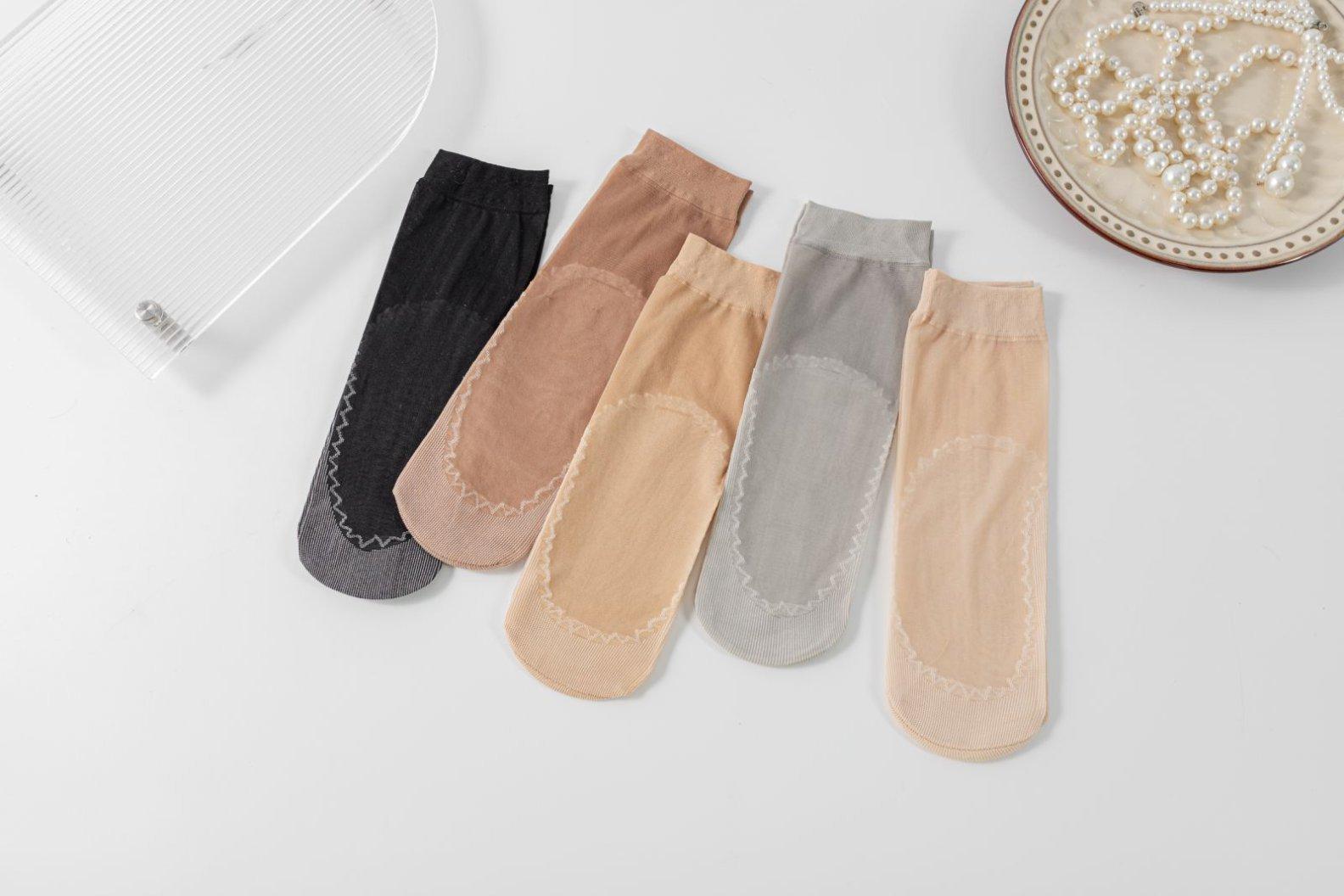 10 Pairs Women's Short Sheer Stockings, Non-Slip Cotton Sole, Ultra-Thin & Run-Resistant, Comfortable Moisture-Wicking Loose Band Massage Stockings