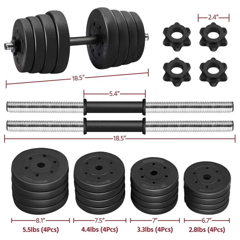 Yaheetech Adjustable Dumbbell Weight Set (33LB/44LB/55LB/66LB) - Concrete+Iron Home Exercise Equipment, Workout Equipment, Gym Stuff with Spinlock Collars, Non-Slip Handles, Easy to Use for All Fitness Levels, Full Body Unisex Strength Training Gear, Home