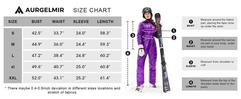 FISOEW Women's Winter Ski Suit Fur Collar Coat Ski Jumpsuit Snowsuit Warm Waterproof One Piece Jacket Jumpsuit for Skiing & Winter Activities - Workout Clothes