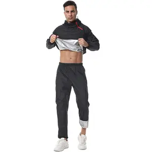 2 Piece Sauna Suit for Women Sweat Jogging Set Workout Jacket Pants Slimming Fitness