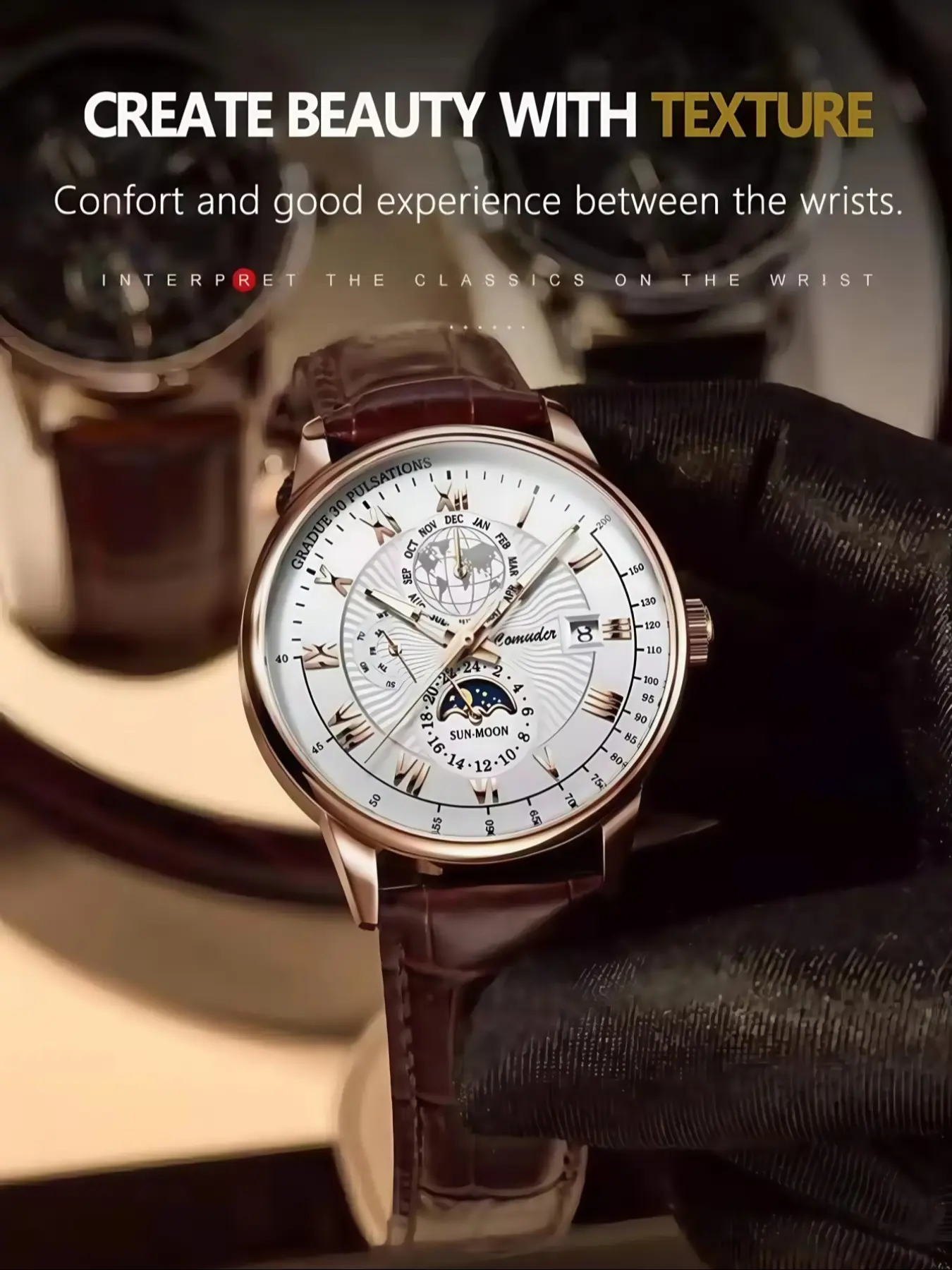 1pcs Men's Watches, Analog Quartz Watches, Analog Wristwatches, Classic Brown leather strap Business Style Roman scale Calendar Function Japan Imported Automatic Quartz Movement Birthday Gift for Men Graduation Wedding Souvenir