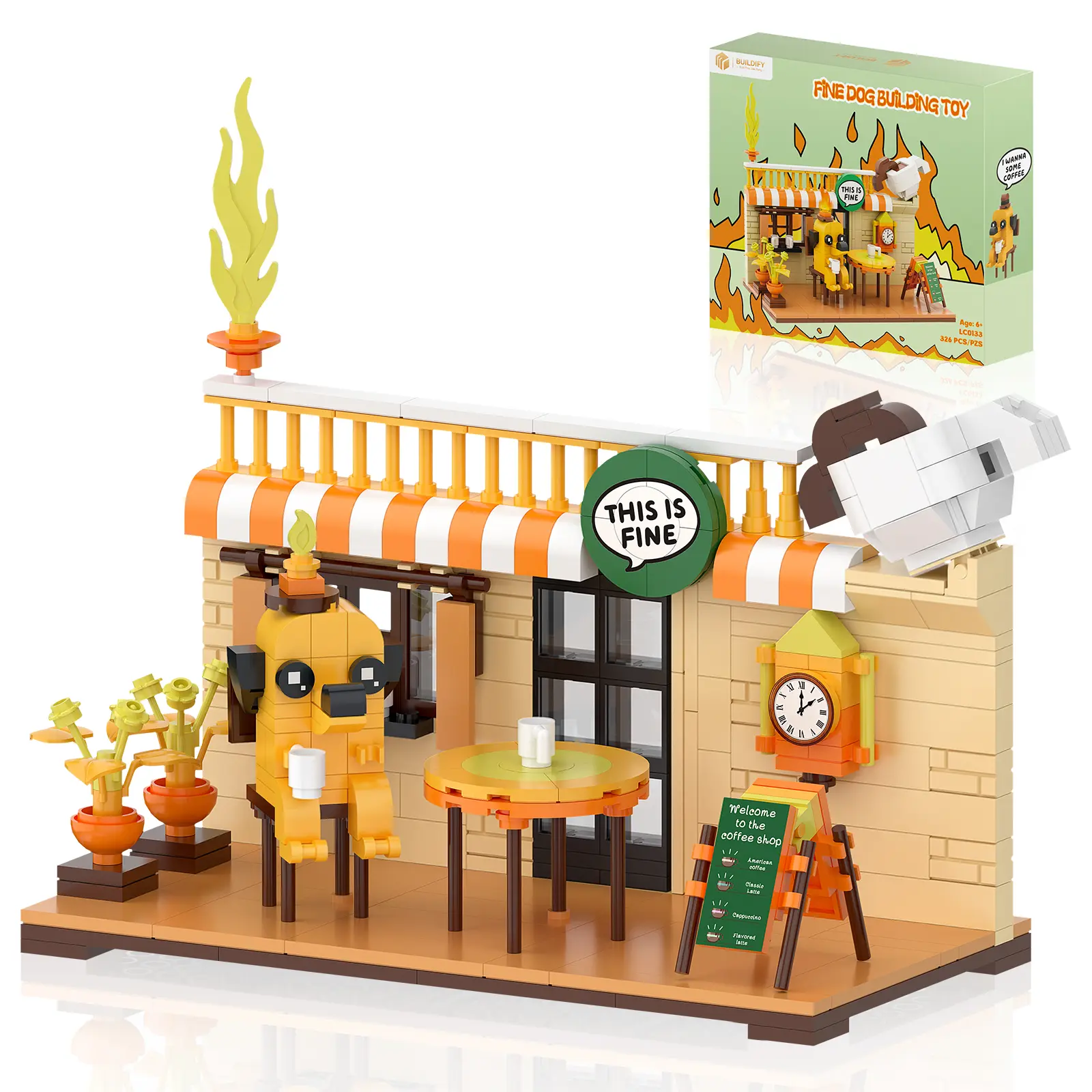 BUILDIFY Fine Dog Building Blocks Set LC0133 - 326 Pcs Funny Internet Meme Dog Compatible with Lego Easy Assembly Safe ABS Material STEM Educational Toys Birthday Gift Crafts Brick Wall Suit