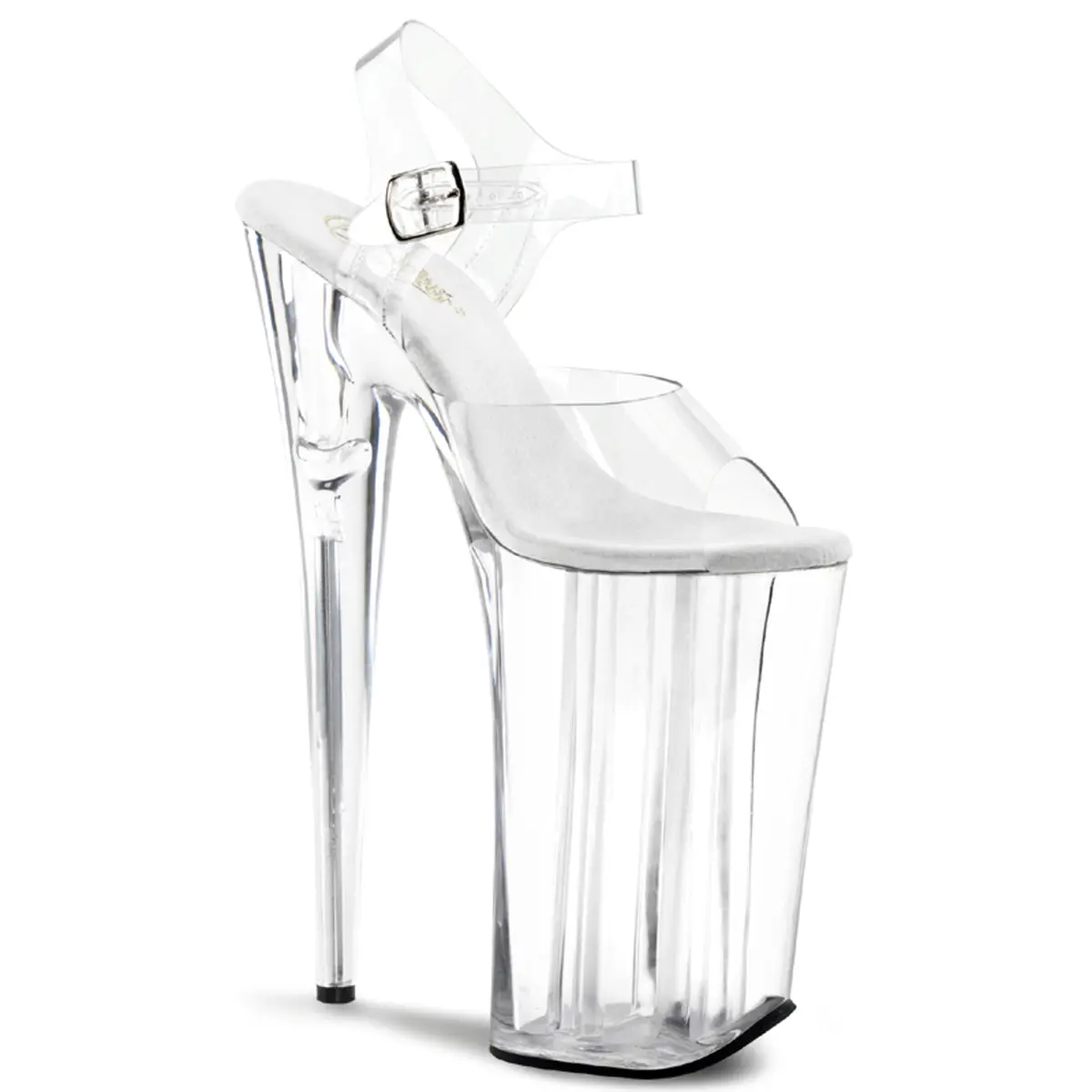 Pleaser Beyond-008 Women's Stylish Transparent Ankle Strap High Heel Sandals with 10" Heel & 6 1/4" Platform, High Heels