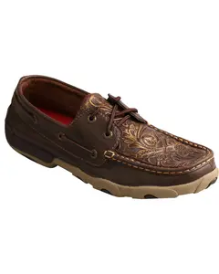 Twisted X Women's Tooled Boat Shoe Driving Mocs - Wdm0070