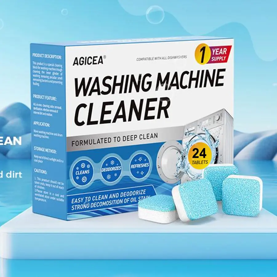 AGICEA 24PCS Washing Machine Cleaner - Deep Cleaning, Descaling & Deodorizer for Drum & Washing Tub Internal Seals,